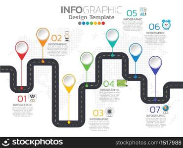 Timeline infographics template with arrows, flowchart, workflow or process infographics,