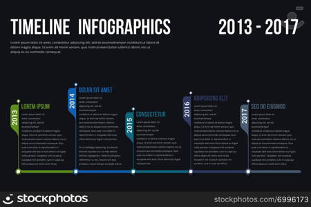 Timeline infographics template, workflow or process diagram, vector eps10 illustration. Timeline Infographics