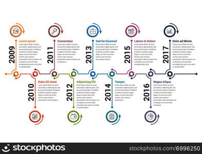 Timeline infographics template, workflow or process diagram, vector eps10 illustration. Timeline Infographics