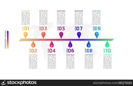 timeline mark point infographic design 10 steps vector illustration eps10