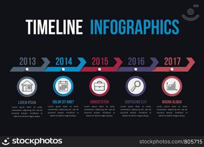 Timeline with arrows, workflow or process diagram, vector eps10 illustration. Timeline with Arrows