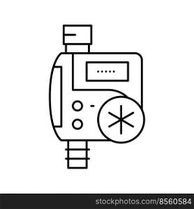 timer drip water irrigation line icon vector. timer drip water irrigation sign. isolated contour symbol black illustration. timer drip water irrigation line icon vector illustration