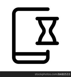 Timer function on smartphone like sand timer logotype