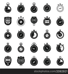 Timer stopwatch icons set simple vector. Time clock minute. Start stopwatch. Timer stopwatch icons set simple vector. Time clock minute