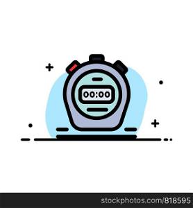 Timer, Stopwatch, Watch, Business Flat Line Filled Icon Vector Banner Template