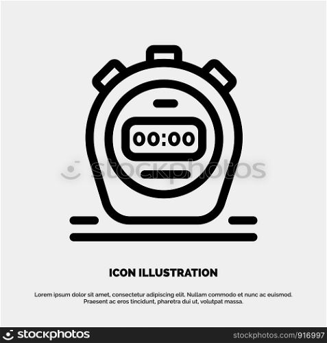 Timer, Stopwatch, Watch, Line Icon Vector
