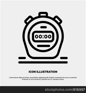 Timer, Stopwatch, Watch, Line Icon Vector