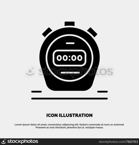 Timer, Stopwatch, Watch, solid Glyph Icon vector