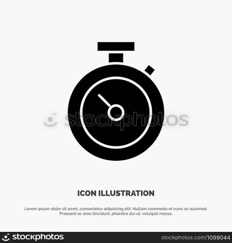 Timer, Stopwatch, Watch, Time solid Glyph Icon vector