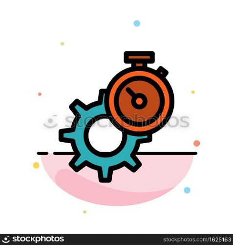 Timer, Time, Gear, Setting, Watch Abstract Flat Color Icon Template
