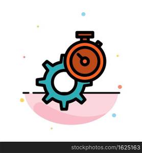 Timer, Time, Gear, Setting, Watch Abstract Flat Color Icon Template