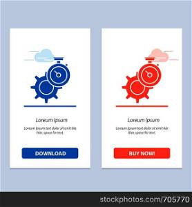 Timer, Time, Gear, Setting, Watch Blue and Red Download and Buy Now web Widget Card Template