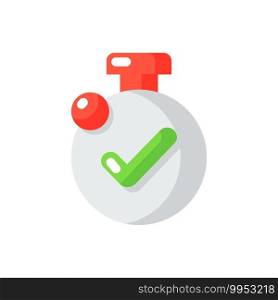 Timer vector flat color icon. Clock for tracking time flow. Duration of sport exercises. Smartphone interface button. Cartoon style clip art for mobile app. Isolated RGB illustration. Timer vector flat color icon