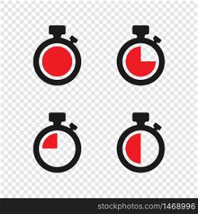 Timer vector icons on transparent background. Set of Timer. Countdown Timer vector icons. Eps10
