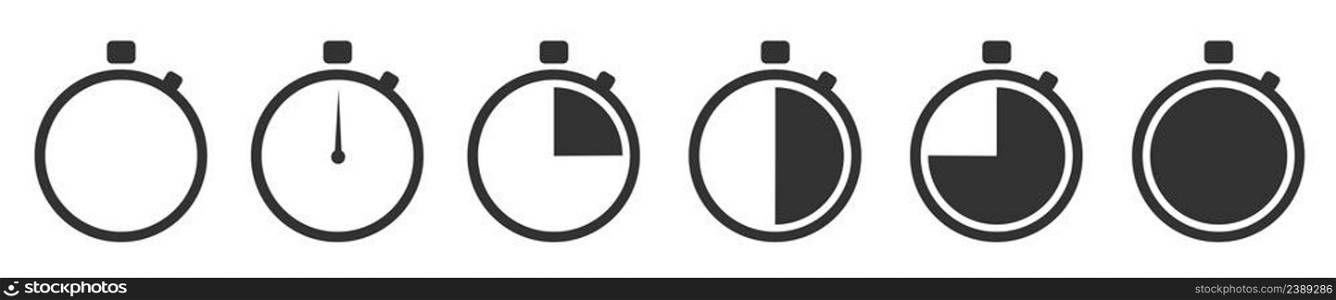 Timers set on white background. Web timer icon. Modern Countdown vector design elements set. Vector stock. Timers set on white background. Web timer icon. 
