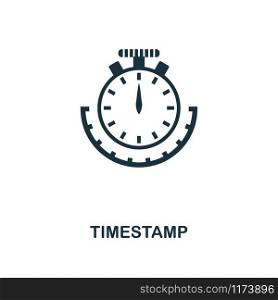 Timestamp icon. Monochrome style design from crypto currency collection. UI. Pixel perfect simple pictogram timestamp icon. Web design, apps, software, print usage.. Timestamp icon. Monochrome style design from crypto currency icon collection. UI. Pixel perfect simple pictogram timestamp icon. Web design, apps, software, print usage.