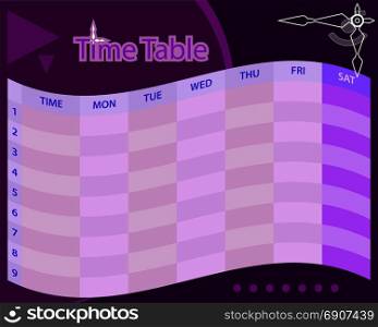 Timetable Schedule Planner Vector Illustration