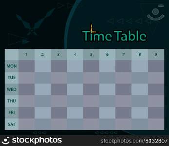 Timetable Schedule Planner Vector Illustration