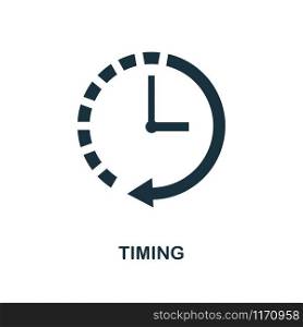 Timing icon. Monochrome style design from business collection. UI. Pixel perfect simple pictogram timing icon. Web design, apps, software, print usage.. Timing icon. Monochrome style design from business icon collection. UI. Pixel perfect simple pictogram timing icon. Web design, apps, software, print usage.