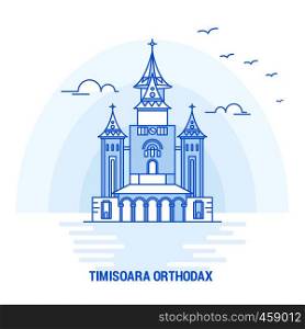 TIMISOARA ORTHODAX Blue Landmark. Creative background and Poster Template