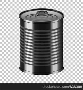 Tin can mockup. Realistic illustration of tin can vector mockup for on transparent background. Tin can mockup, realistic style