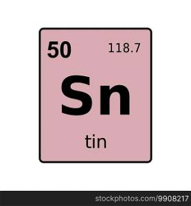 Tin chemical element of periodic table. Sign with atomic number.