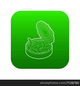 Tin of earthworms icon green vector isolated on white background. Tin of earthworms icon green vector