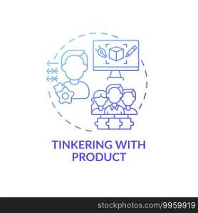 Tinkering with product concept icon. Co creation type idea thin line illustration. Making modifications. Improving performance. Collaborative creation. Vector isolated outline RGB color drawing. Tinkering with product concept icon