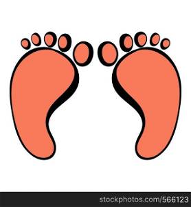 Tiny feet of newborn icon in icon in cartoon style isolated vector illustration. Tiny feet of newborn icon, icon cartoon