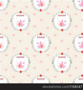 Tiny heart in bottle seamless pattern for Valentine&rsquo;s day.