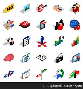Tip icons set. Isometric set of 25 tip vector icons for web isolated on white background. Tip icons set, isometric style
