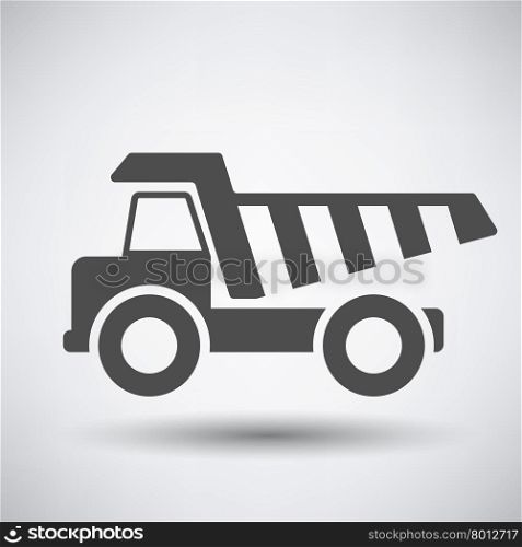 Tipper car icon on gray background with round shadow. Vector illustration.