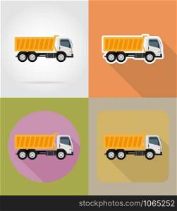 tipper truck for construction flat icons vector illustration isolated on background