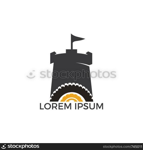 Tire and Fort Logo Design. Tire and Castle Logo Design Template.