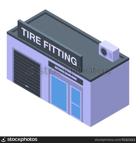 Tire fitting service icon. Isometric of tire fitting service vector icon for web design isolated on white background. Tire fitting service icon, isometric style