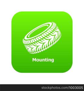 Tire icon green vector isolated on white background. Tire icon green vector