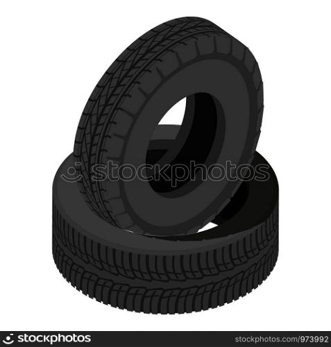 Tire icon. Isometric illustration of tire vector icon for web. Tire icon, isometric style
