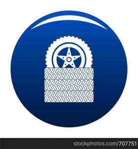 Tire leap icon vector blue circle isolated on white background . Tire leap icon blue vector