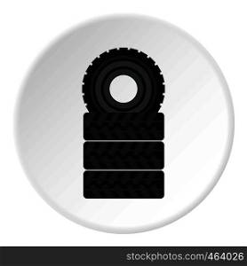 Tire pile icon in flat circle isolated vector illustration for web. Tire pile icon circle