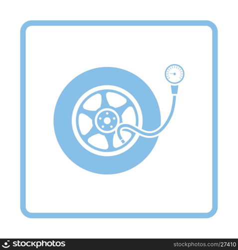 Tire pressure gage icon. Blue frame design. Vector illustration.