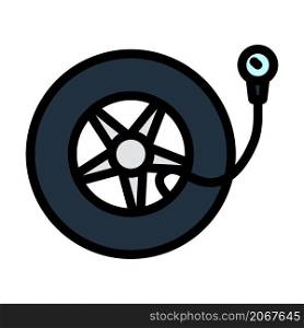 Tire Pressure Gage Icon. Editable Bold Outline With Color Fill Design. Vector Illustration.