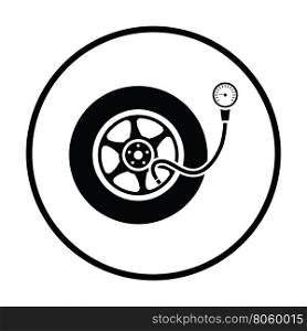 Tire pressure gage icon. Thin circle design. Vector illustration.