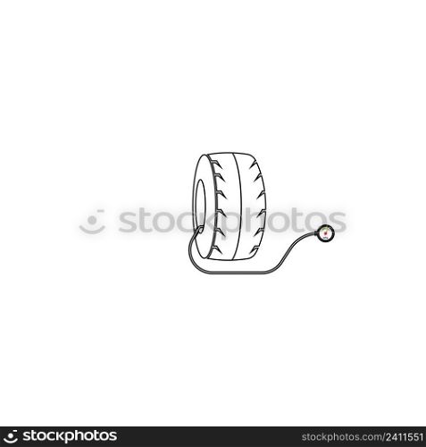 Tire pressure gauge icon.Car wheel with manometer illustration logo design.