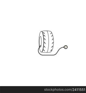 Tire pressure gauge icon.Car wheel with manometer illustration logo design.