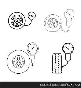 Tire pressure gauge icon.Car wheel with manometer illustration logo design
