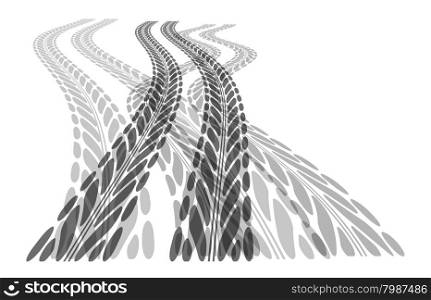 Tire track vector background in black and white style. Tire track background