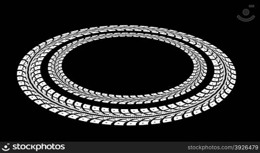 Tire tracks. Tire tracks. Vector illustration on black background