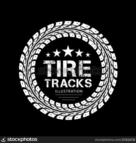 Tire tracks. Vector Illustration on black background