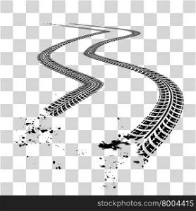 Tire tracks vector. Tire tracks. Vector illustration on checkered background