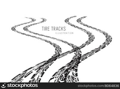 Tire tracks vector. Tire tracks. Vector illustration on white background